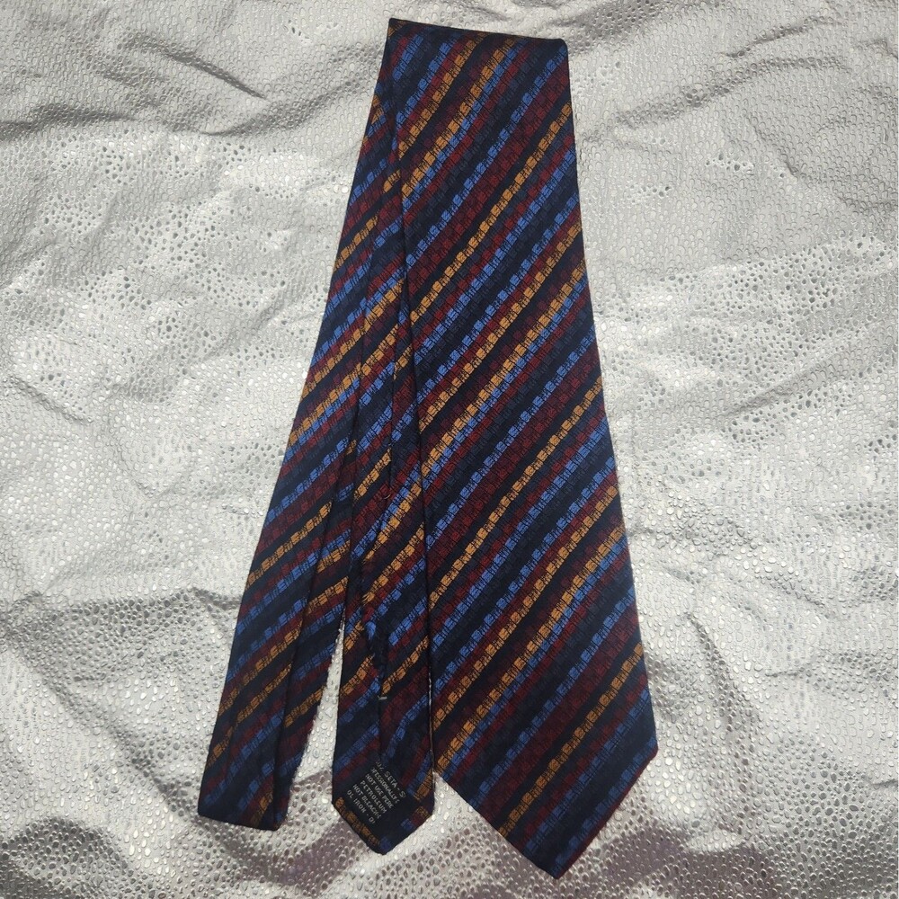 Tie MISSONI Cravatte Silk Multicolor Diagonal Striped Necktie Italy Vintage